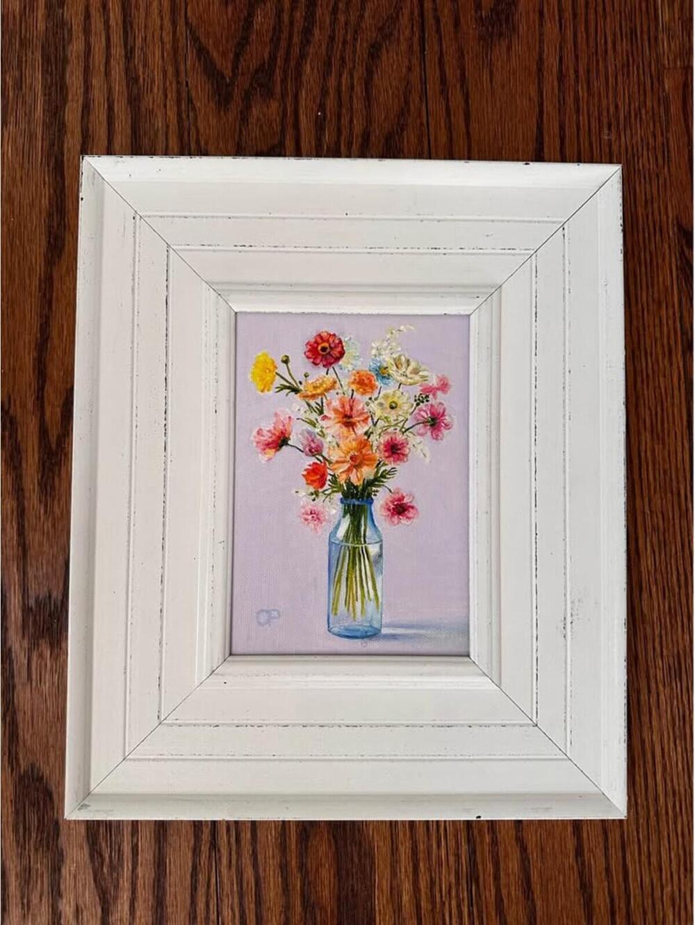 Original Oil Painting “Spring Morning Bouquet” 5”x7” in wooden frame